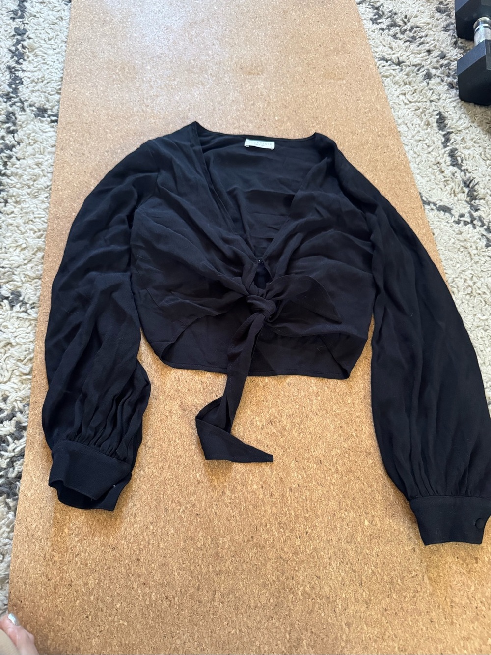Flynn Skye Black Tie-Front Women's rayon Top